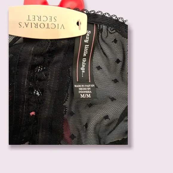 Victoria’s Secret Sexy Little Things Black Lace Garter Panties SZ M NWT - Picture 2 of 3